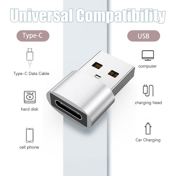2 kpl USB-C–USB-sovittimia tiedonsiirtoon ja lataamiseen Silver
