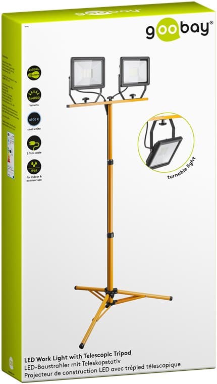 LED arbeidslys med teleskopstativ, 2 x 50 W
