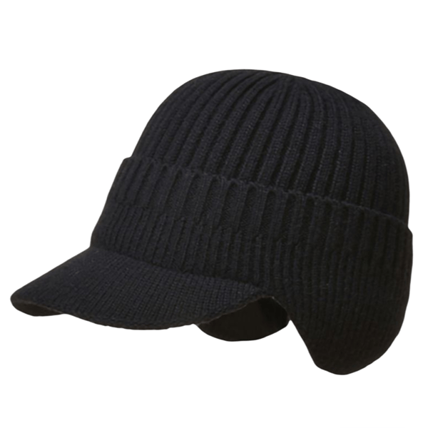 Varm hue med øreklapper Black S
