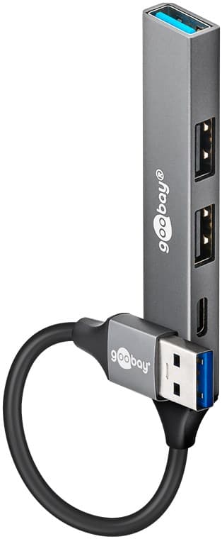 Slim 4-ports USB-hub, USB-A til USB-C™/USB-A, 5 Gbit/s