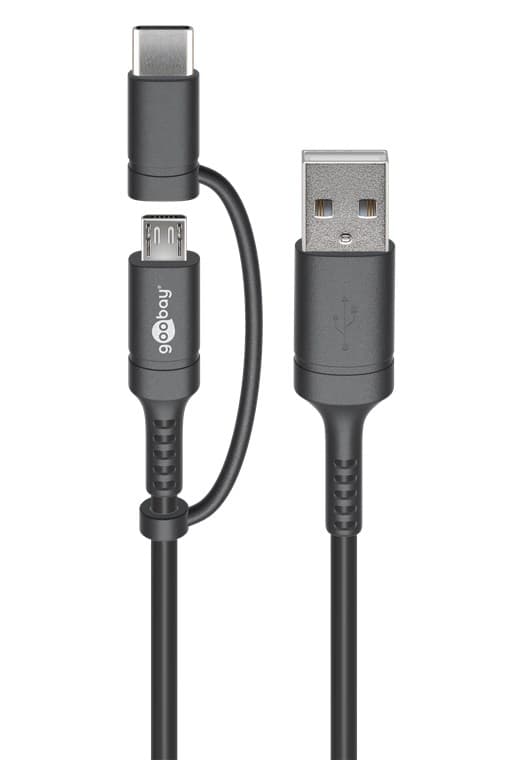 Lade- og synkroniseringskombinasjonskabel (med USB A til Micro-USB & USB-C™)