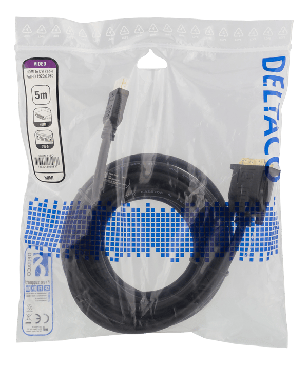 HDMI to DVI cable, 5m, Full HD, black