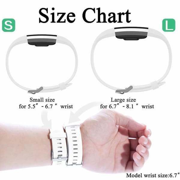 Fitbit Charge 2 armband silikon 3-pack (S) Black/Gray/White