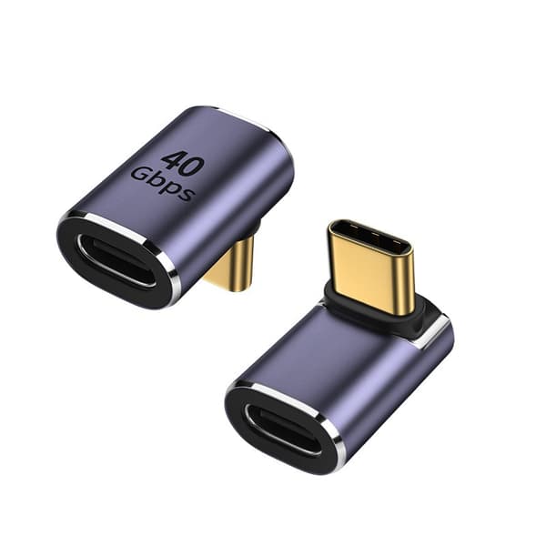TYPE-C Hona till TYPE-C Hane Upp/Ner Vinkeladapter - 2-pack, Stödjer 40Gbps Dataöverföring