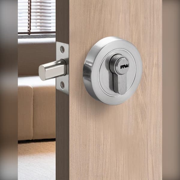 Infällt Integritetslås för Badrum och Sovrum – Rund Design med Tryck- och Vridfunktion Silver