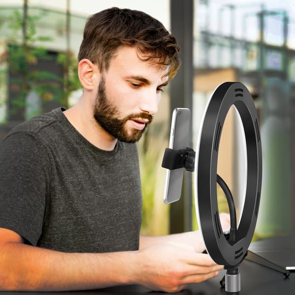 Ringlys for smarttelefon Ø25cm med bordstativ