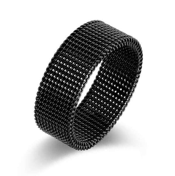 Flexibel Mesh Ring i Rostfritt Stål Black 19.9 mm