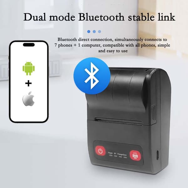 58mm Mini Bærbar Termisk Skriver - USB & Bluetooth-tilkobling