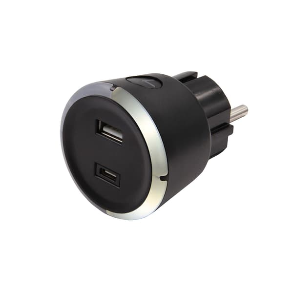 Turva-ajastin USB A+C 1-4 3.4A Musta