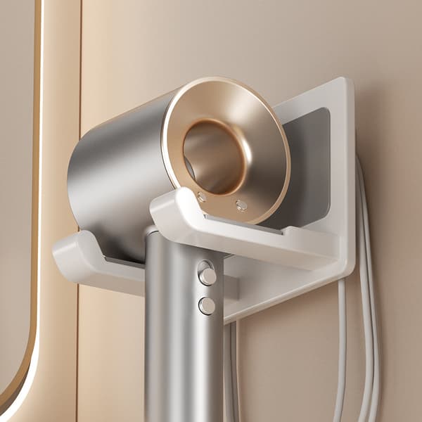 Selvklebende Hårfønerholder - Minimalistisk Design White