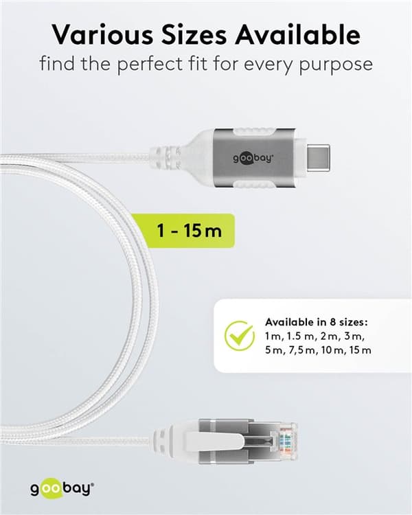 Ethernet-kabel USB-C™ 3.1 til RJ45, Slim, 1 m
