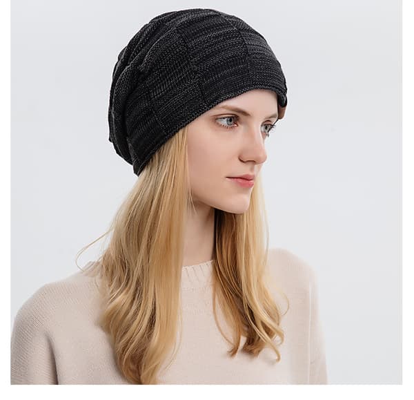 Beanie Hat, Warm Slouchy Thick Skull Strikket Vinter Fall Hat Black
