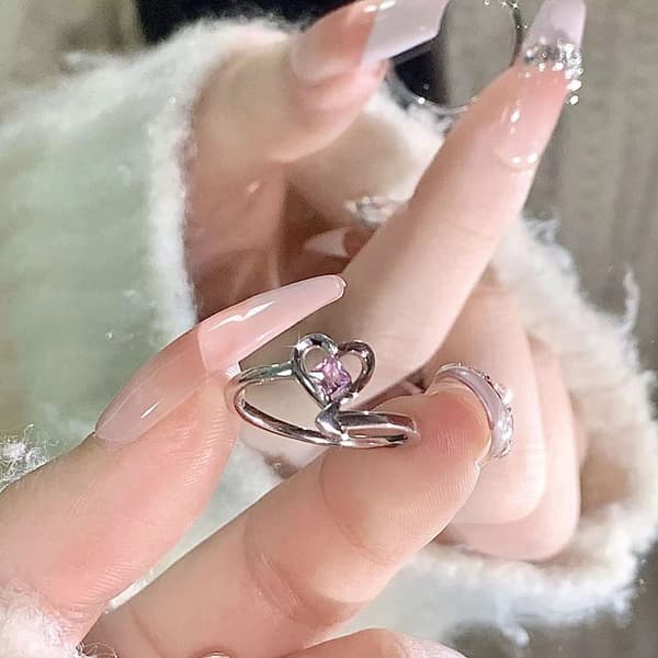 Rhinestone Ring Hjärta MultiColor