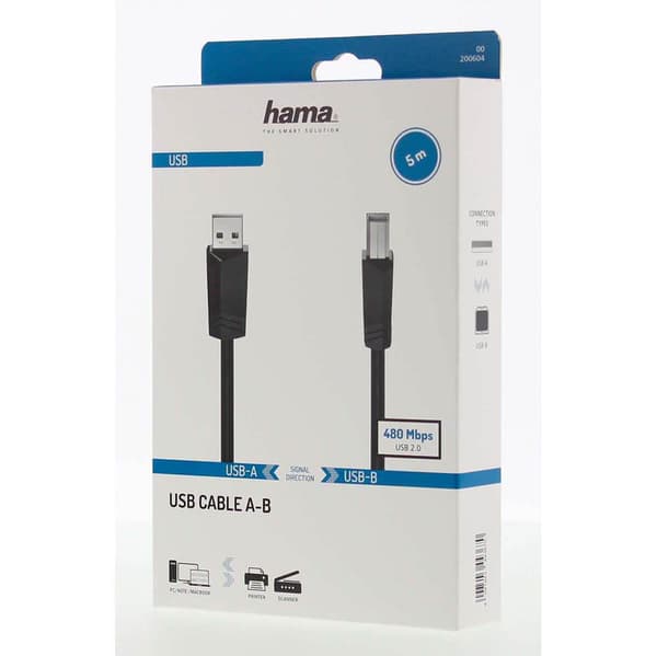 Kabel USB 2.0 480 Mbit/s 5m Sort