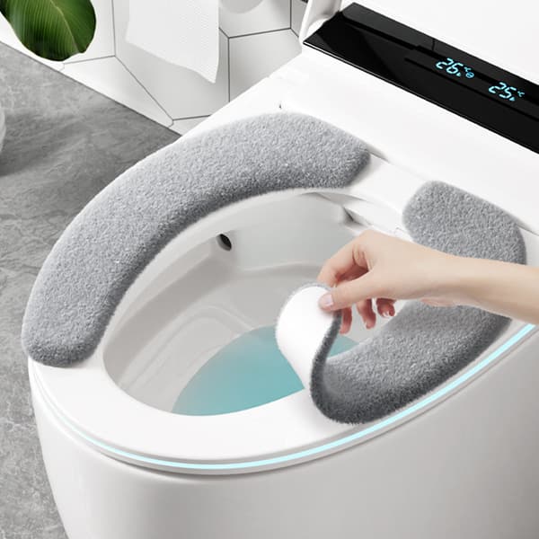 Plysch Toalettsitsöverdrag, 2-pack Grey