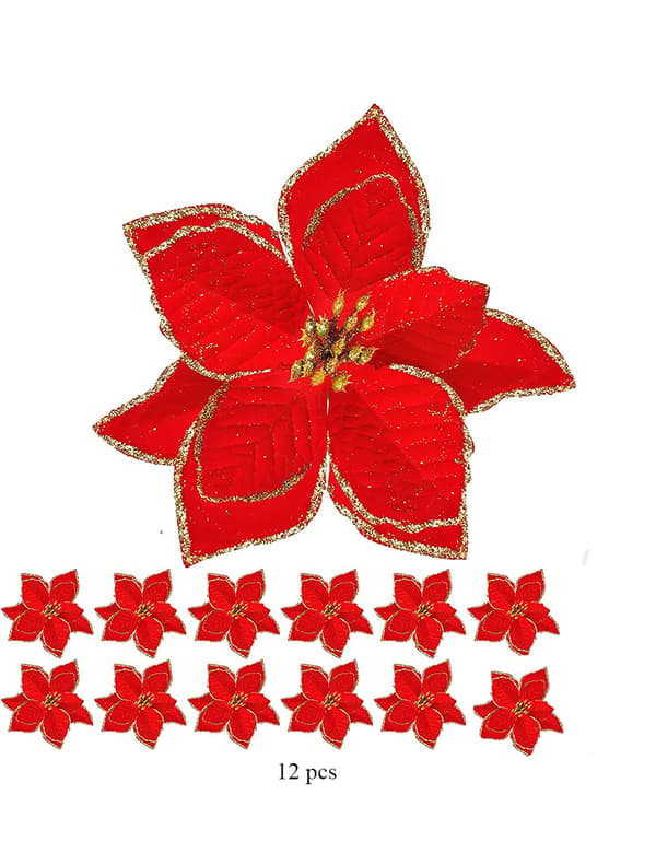 Julestjerner kunstige blomster Julepynt 12-pak Rød
