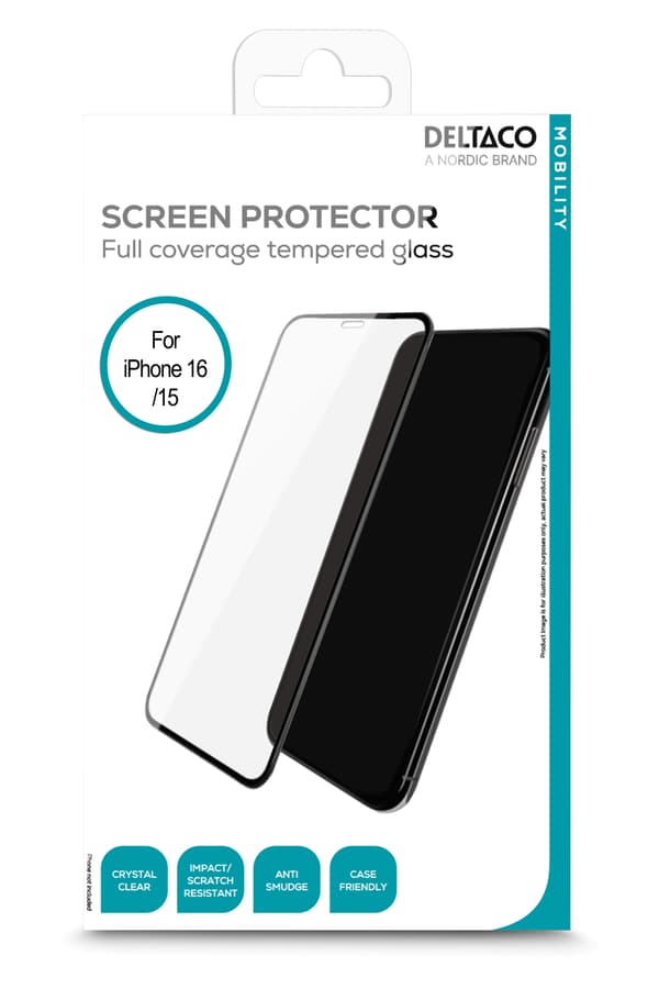 Screen protector, iPhone 15/16, full coverage