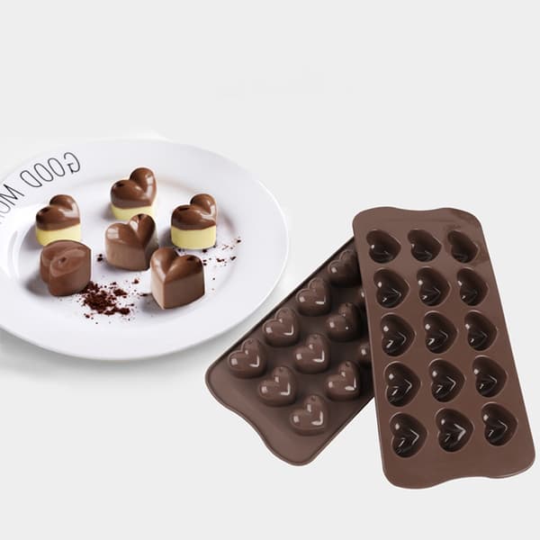 2-delt silikone hjerteformet chokoladebageform - perfekt til gør-det-selv godbidder