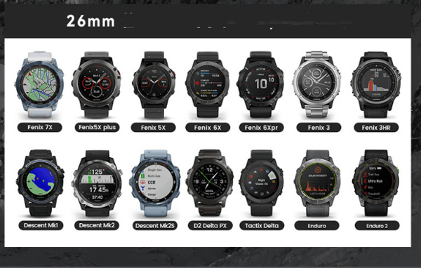 Nylon elastisk urrem til Garmin Descent MK3i Black 26mm