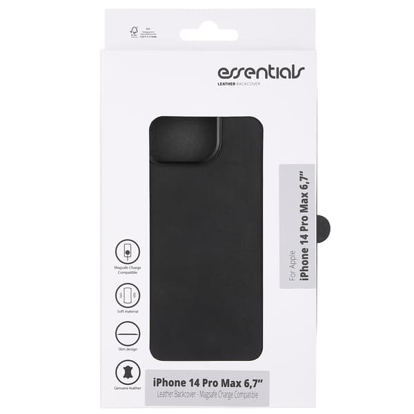 iPhone 14 Pro Max Leather Mag back cover,Blk.