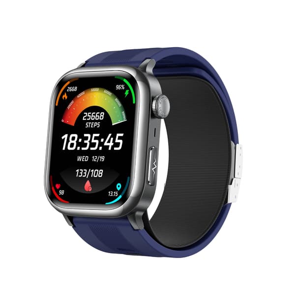 Smartwatch med blodtrycksmätning, EKG, pulsmätning och Bluetooth-samtal, kompatibel med Android och iOS Blue