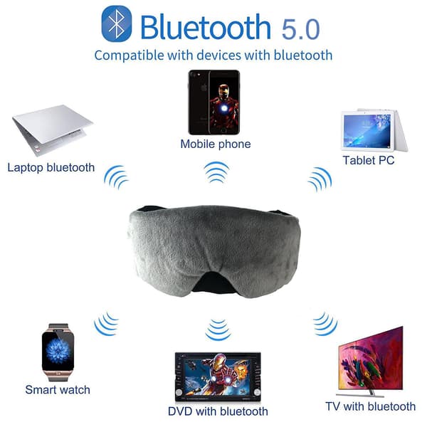 Sovemaske med hodetelefoner Bluetooth 5.0 Grey