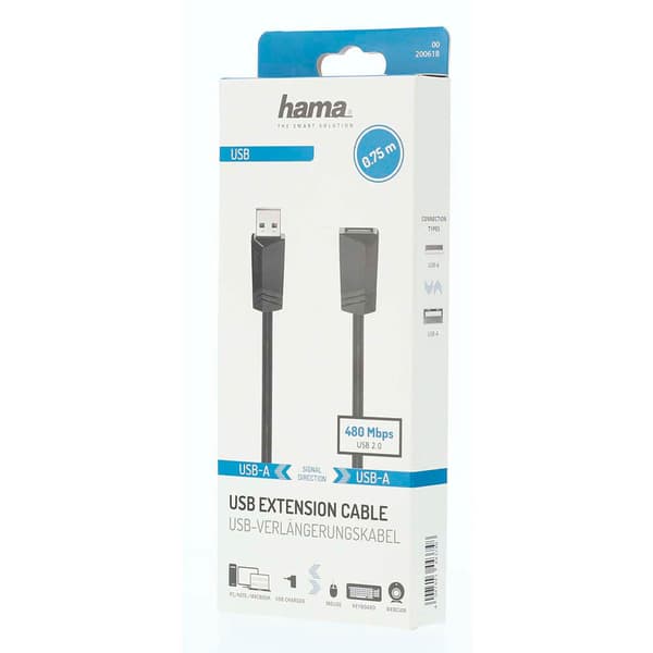 USB Forlængerkabel 480 Mbit/s 0,75m Sort