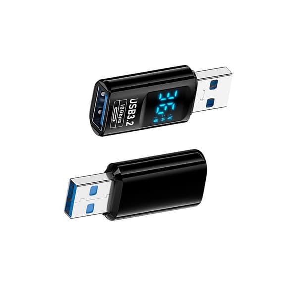 USB-A Han til USB-A Hun Adapter med Digital Display - 2 Stk. - Real-Time Strømovervågning
