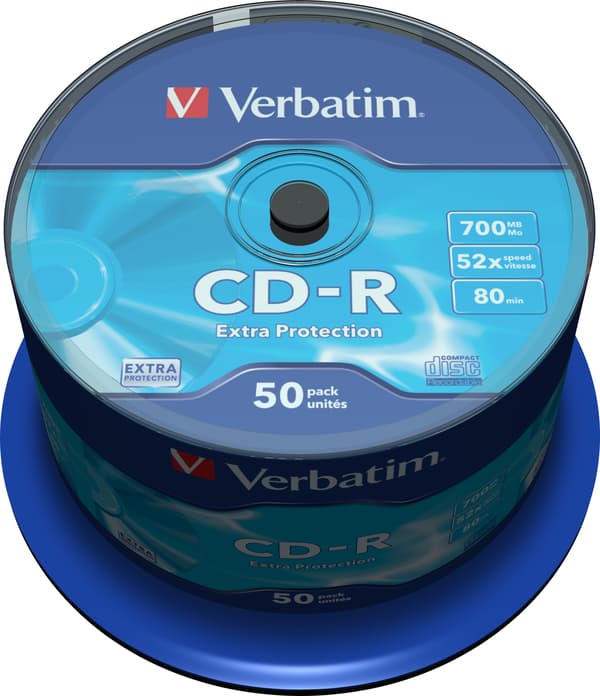CD-R, 52x, 700 MB/80 min, 50-pack spindel, Extra protection