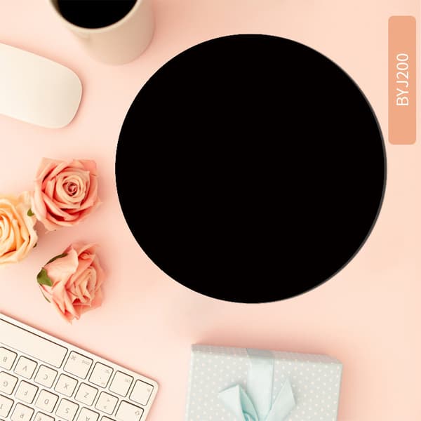 Rund musematte med sydde kanter Black M
