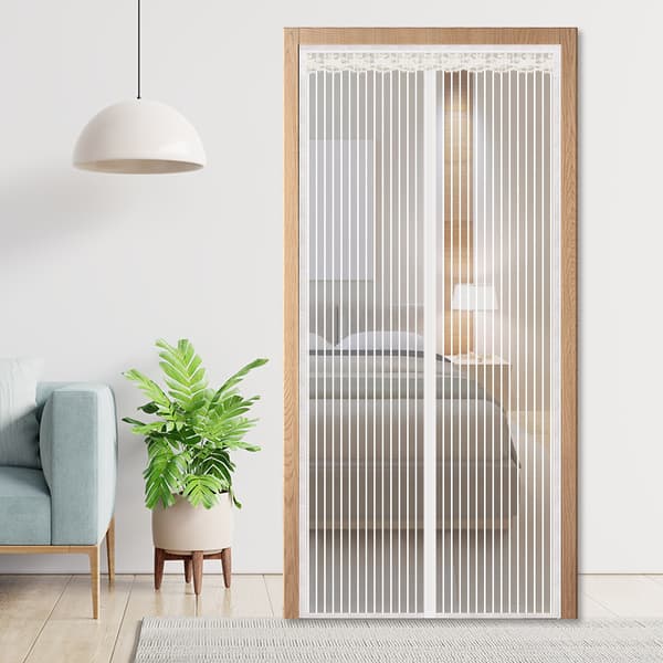 Magnetisk myggenet dørgardin, 90x210cm, hvid