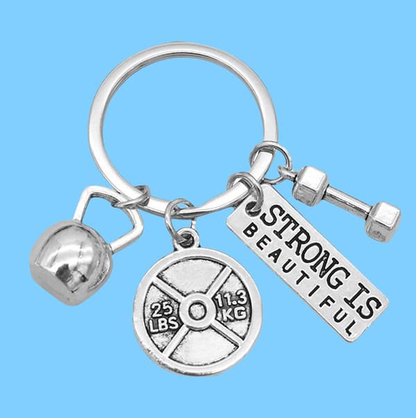 Viktlyftningsnyckelring: Hantel, Skivstång, Kettlebell-berlock Model 1