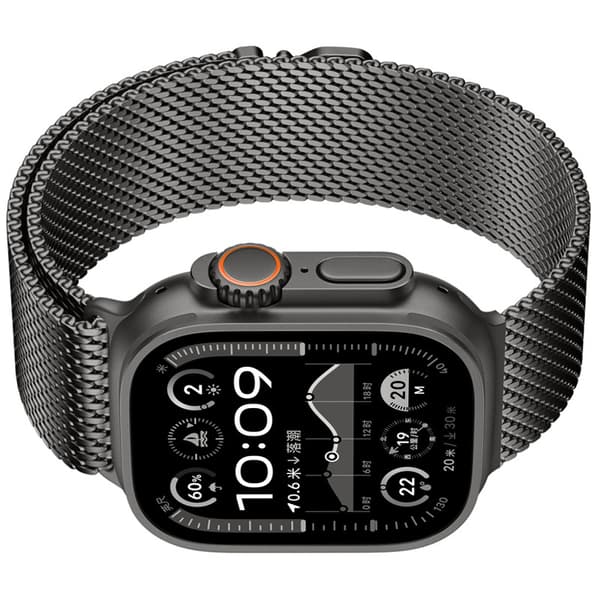 Grafiitinharmaa Milanese Loop -ranneke Apple Watchille Grey L