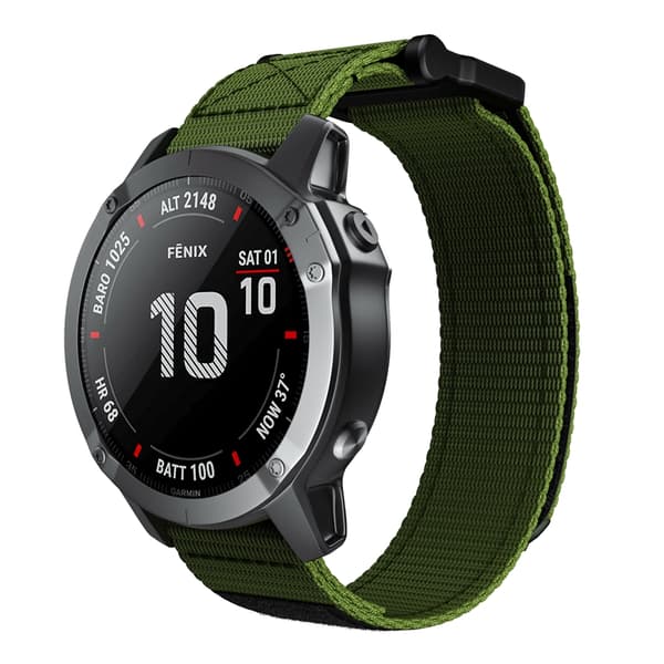 Urrem 22 mm til Garmin Fenix 5/6/7 Forerunner Approach Nylon Green