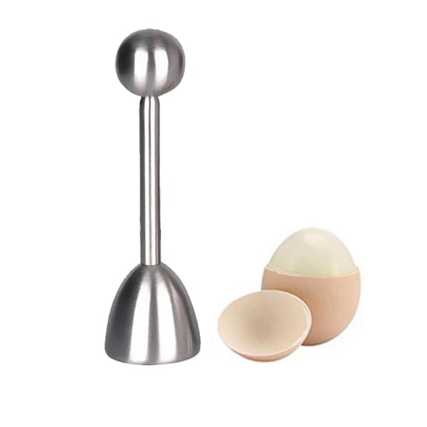 Eggeskjærer som kutter toppen av egget Silver