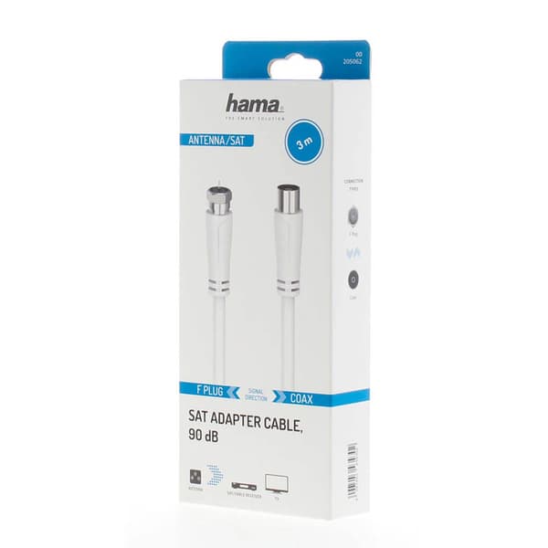 Antennekabel SAT 90dB F-Coax Hvit 3,0m