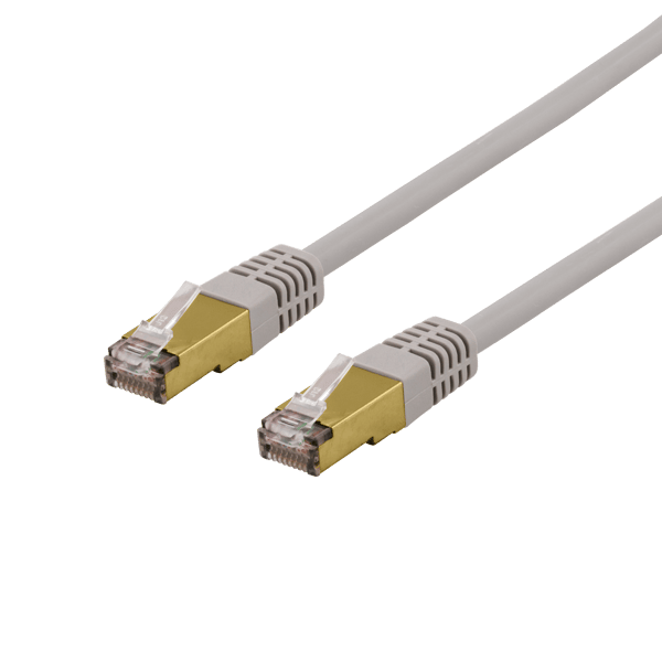 S/FTP Cat6a patch cable 0.3m 500MHz Deltacertified LSZH grey
