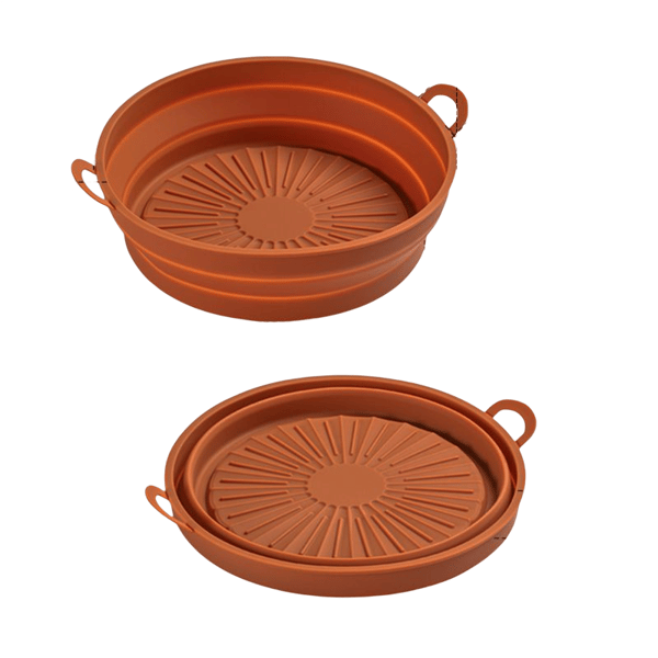 Sammenleggbar rund silikonform til airfryer Brown 19 cm