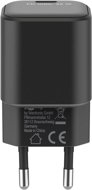 USB-C™ PD GaN hurtigoplader Nano (45 W) sort