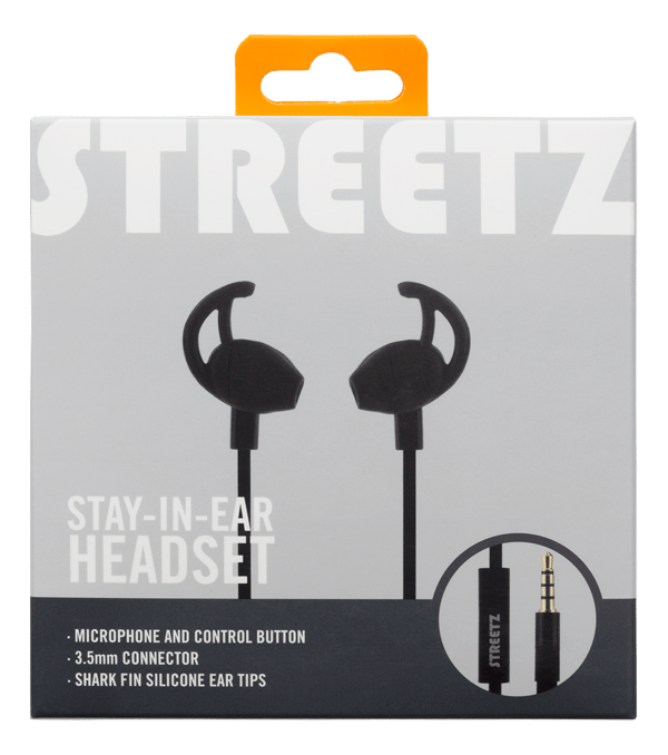 E120 Stayinear earbuds 1button remote 3.5mm mic black