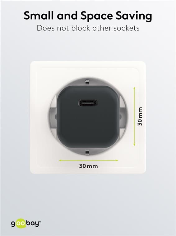 USB-C™ PD GaN hurtigoplader Nano (30 W) sort