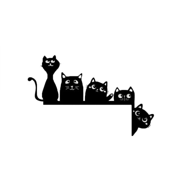 Fem katter Dørtopp - Stor Metal Cat Dørkarmdekorasjon