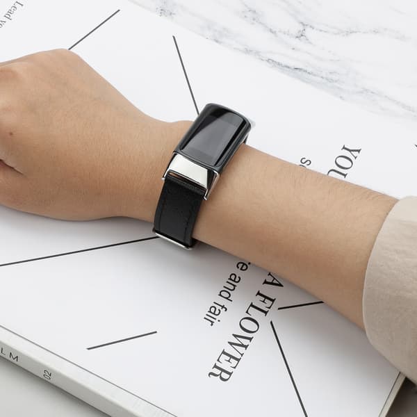Læderarmbånd Fitbit Charge 5 armbånd læder Sort