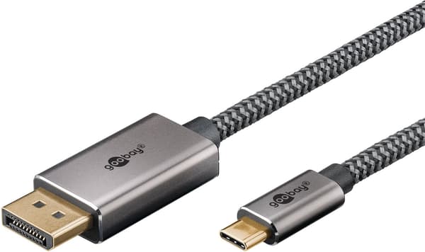 USB-C™ til DisplayPort™-kabel, 2 m, svart;sølv