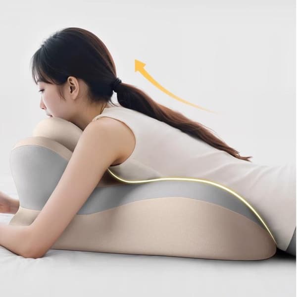 Multi-funksjonell Nattbord Nap Pute - Ergonomisk Design for Mage Sovende Beige