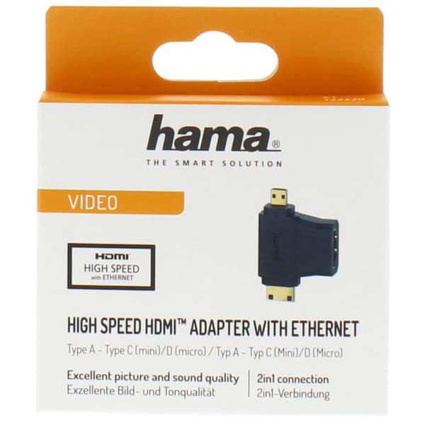 Adapter HDMI -HDMI Mini och HDMI Micro Guld Svart