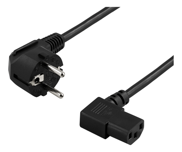 Power cable angled CEE 7/7 to angled IEC 60320 C13 10m black