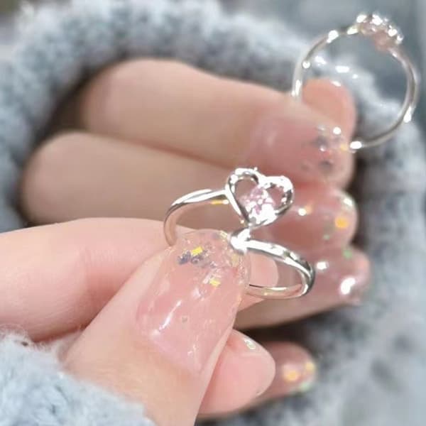 Rhinestone Ring Hjärta MultiColor