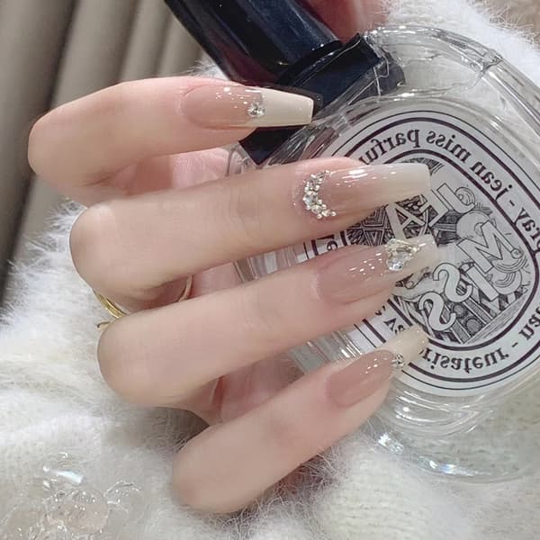 Gradient Fransk Stil Långa Nagelkonstplåster - Elegant Design