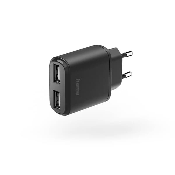 Laddare 2xUSB-A 12W Svart